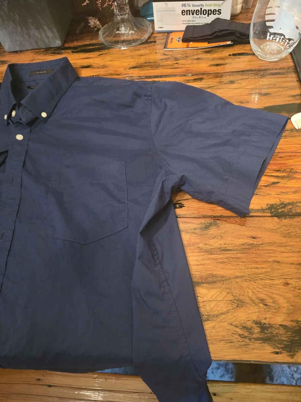 Banana Republic Tech Stretch Cotton Shirt - Deep Navy